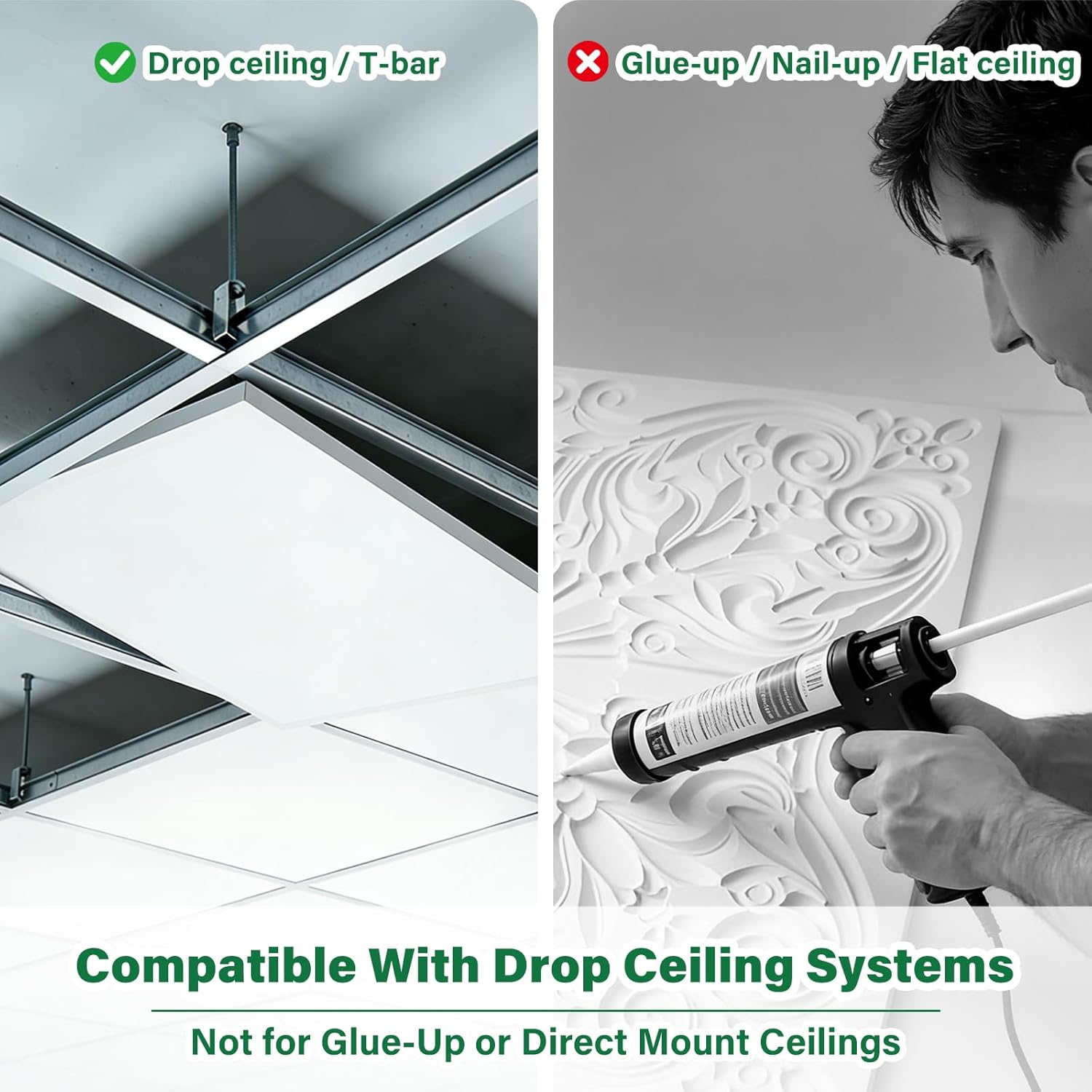Smooth Drop Ceiling Tiles 2ft x 2ft for T-Bar Ceiling Systems – PVC Ceiling Tiles with No Sag, Waterproof & Fire-Rated – Easy Drop-in Replacement, White, 12-Pack (Covers 48 Sq. Ft)